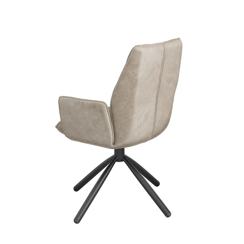 Zannetti Swivel Plush Mink Fabric Dining Chairs