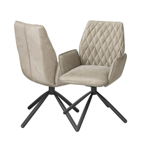 Set of 4 Twist Blue Swivel Dining Chairs, also available in Mink, Grey and Pink - Front and Back Mink Chair Image