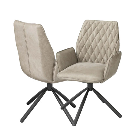 Plush Mink Fabric Swivel Dining Chairs