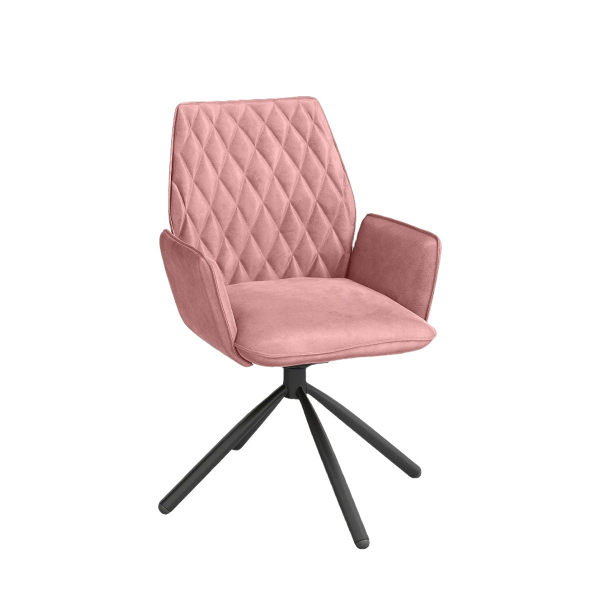 Zannetti Swivel Dining Chair in Pink Plush Fabric