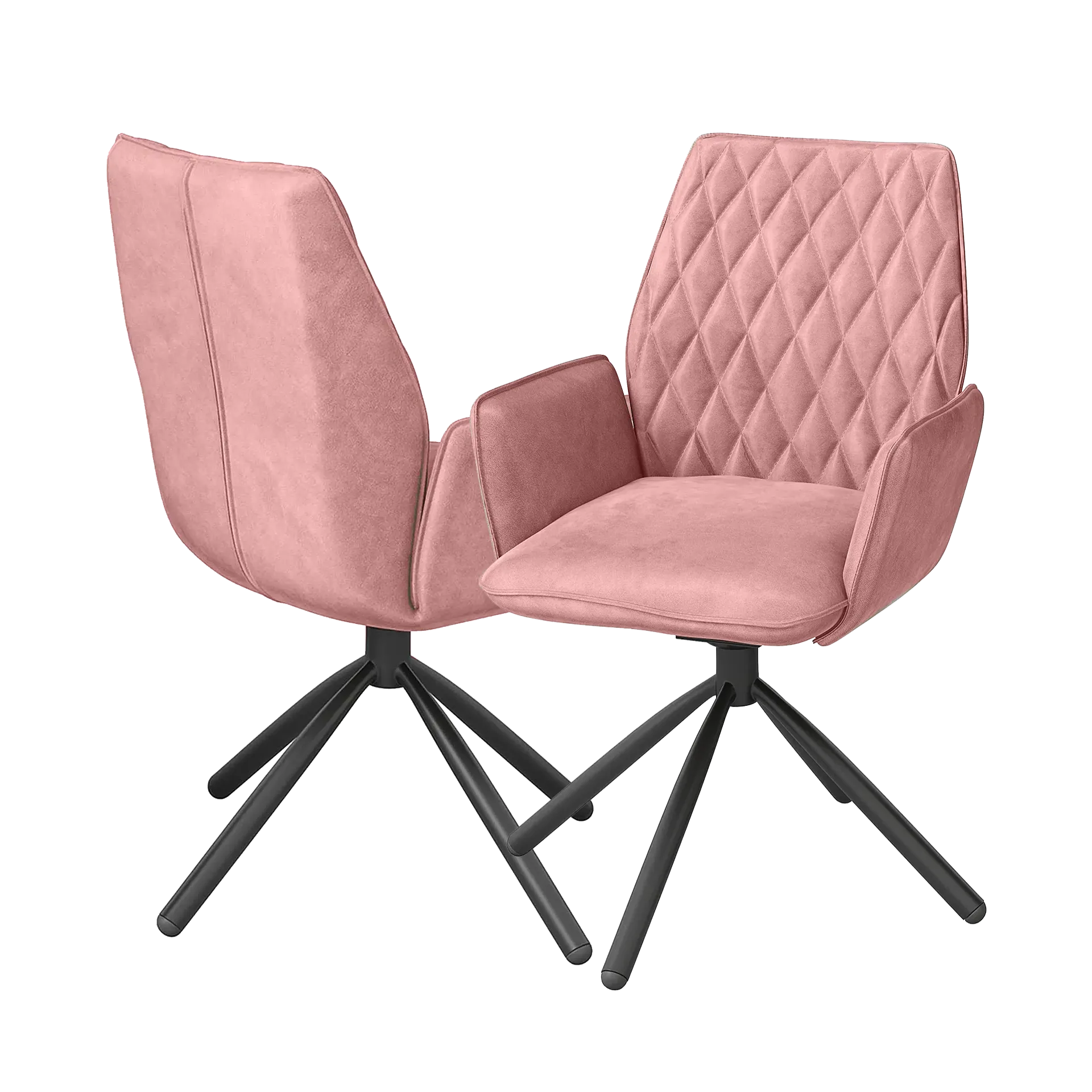 Set of 4 Twist Pink Swivel Dining Chairs