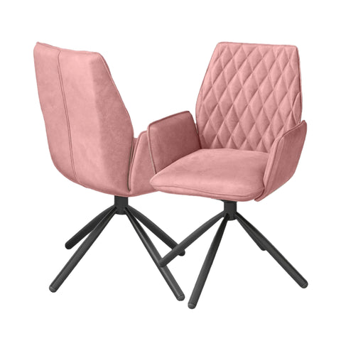 Zannetti Pink Fabric Swivel Dining Chairs 