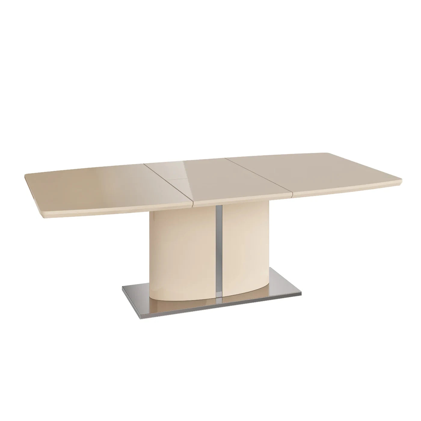 Zara 1.6M High Gloss Cream Extending Dining Table with Butterfly Extension 