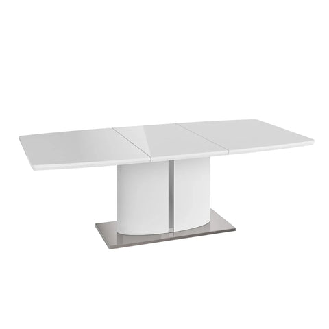 Zara 1.6M High Gloss White Extending Dining Table - Extended