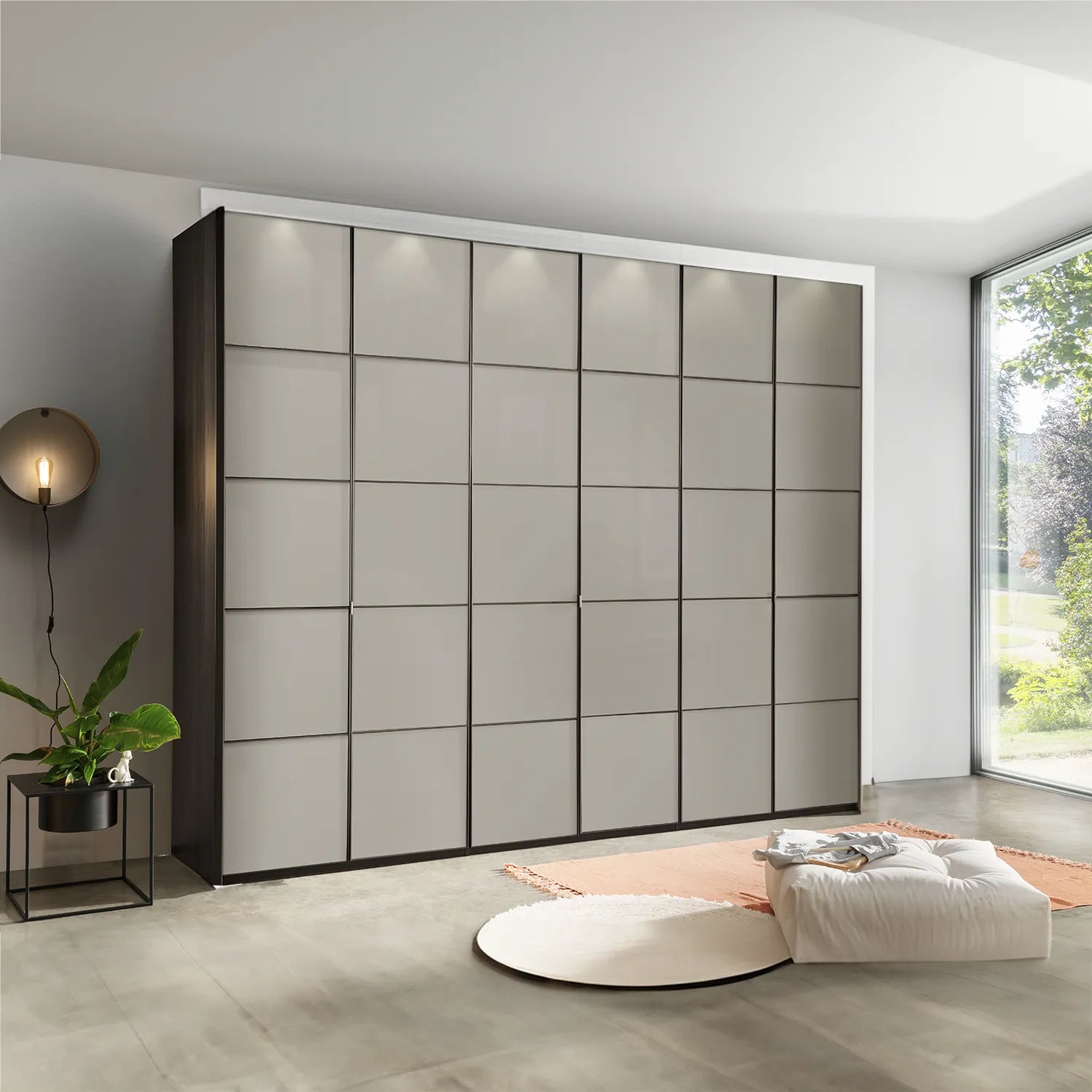 Zenith Havana Glass Front 300cm Large 6 Door Wardrobe