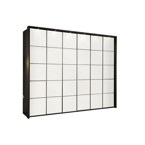 Zenith White Glass Front 300cm Large 6 Door Wardrobe, also available in Havana, Pebble Grey and Champagne Glass 