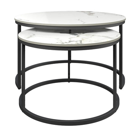 Zeus White 2 Piece Ceramic Coffee Table, also available in Grey - Close Up of Base Design