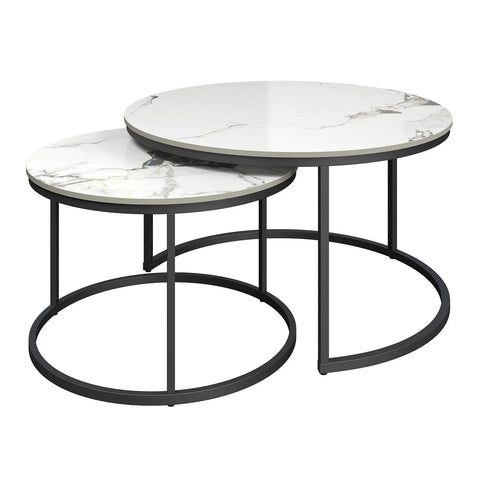 Zeus White 2 Piece Ceramic Coffee Table, also available in Grey - White Coffee Table Set