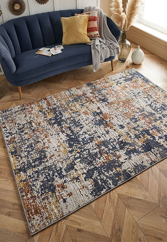 Astro Modern Abstract Gold Cream Grey Rug. Available in 3 sizes and 4 Designs- 4153X Lifestyle Image