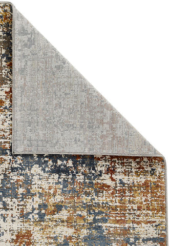 Astro Modern Beige, Navy and Rust Distressed Rug. Available in 3 sizes. Available in 4 Designs- Back of Rug Image 