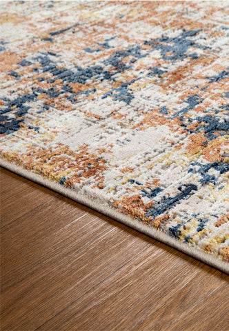 Astro Modern Beige, Navy and Rust Distressed Rug. Available in 3 sizes. Available in 4 Designs- Rug Close up Image 