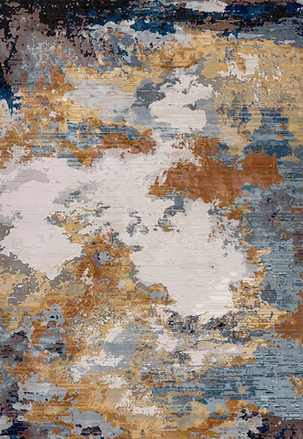 Astro Modern Beige, Navy and Rust Distressed Rug