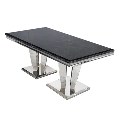 Antibes 1.8M Black Marble and Chrome Dining Table