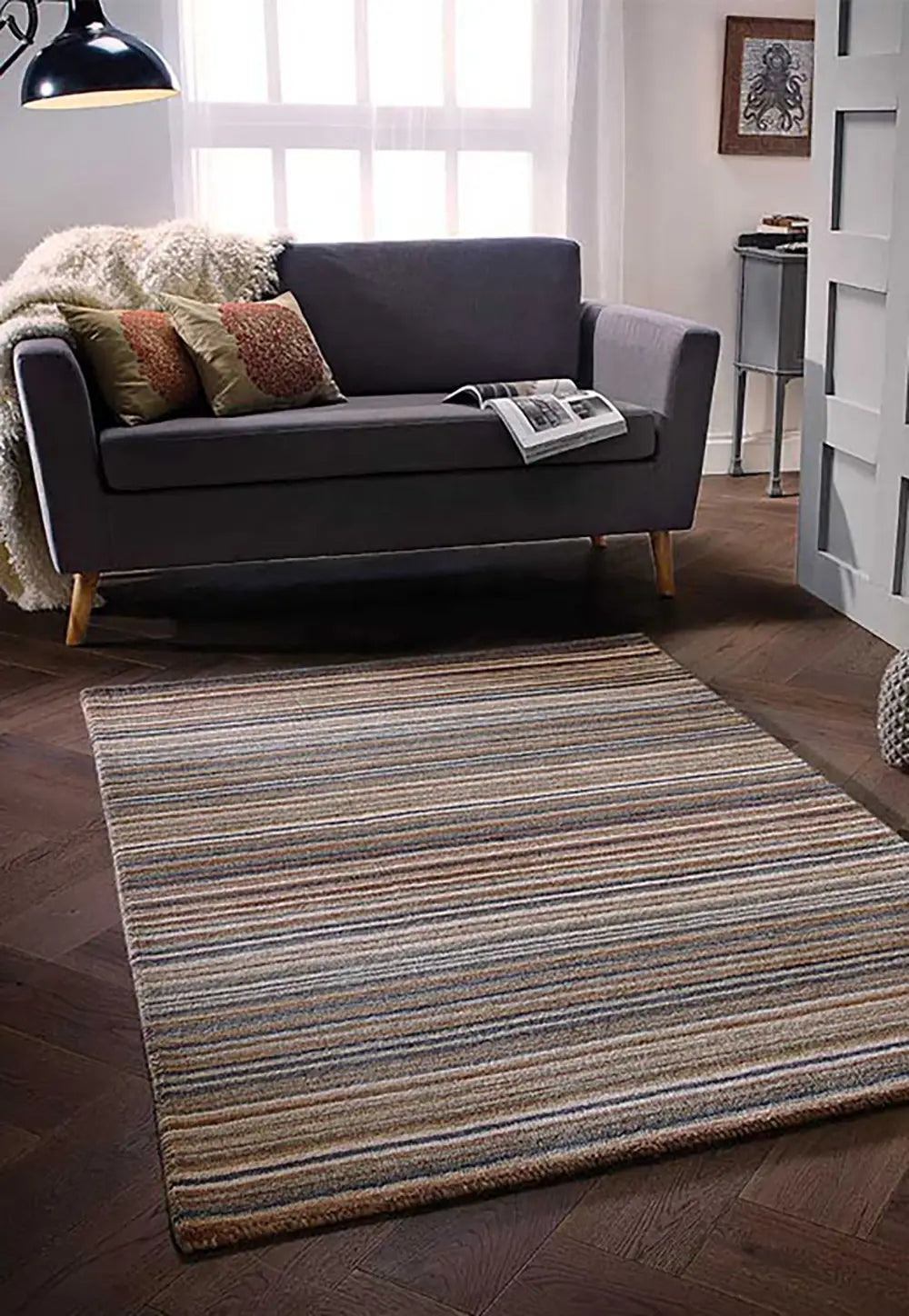 Carter Modern Grey Striped Rug