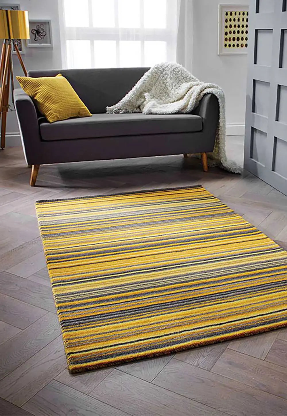 Carter Modern Yellow/Ochre Striped Rug