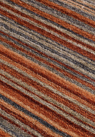 Carter Modern Striped Rug in Rust/Orange - Close up Image