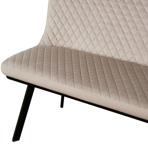 Serena Champagne Velvet Dining Bench, also available in Grey - Close Up of Quilted Detail