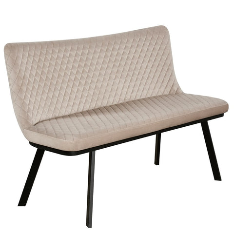 Serena Champagne Velvet Dining Bench, also available in Grey - Side Angle of Bench