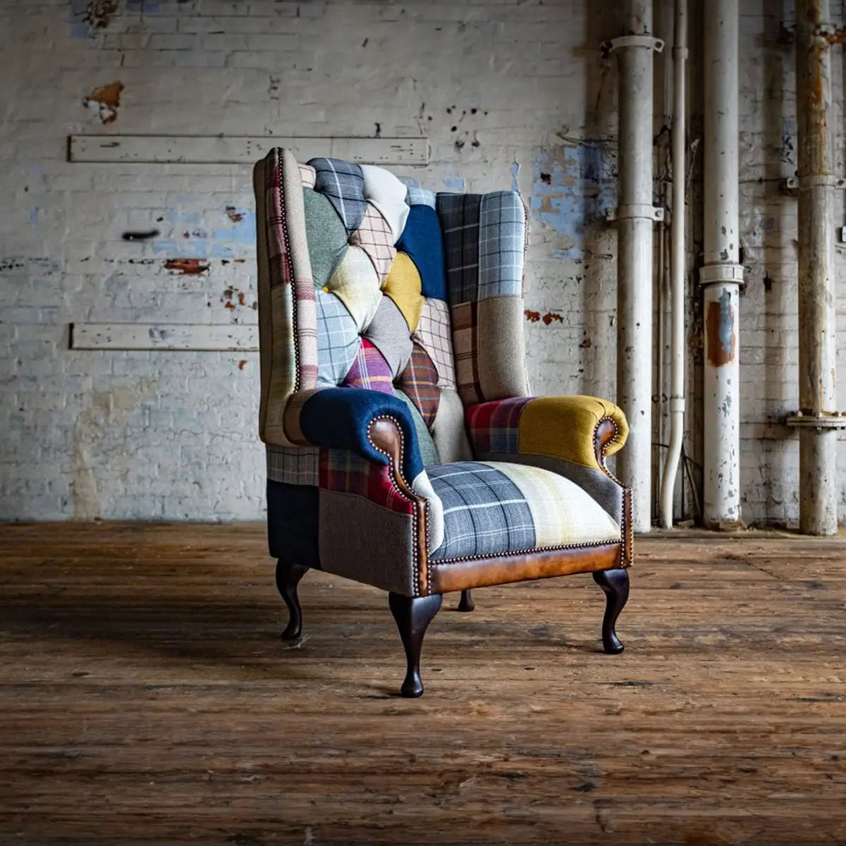 Cotswold Patchwork Chesterfield Wing Chair, matching sofa available - Main Chair