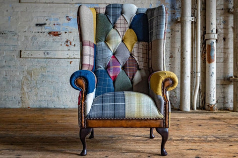 Cotswold Patchwork Chesterfield Wing Chair, matching sofa available - Front of Chair Image 