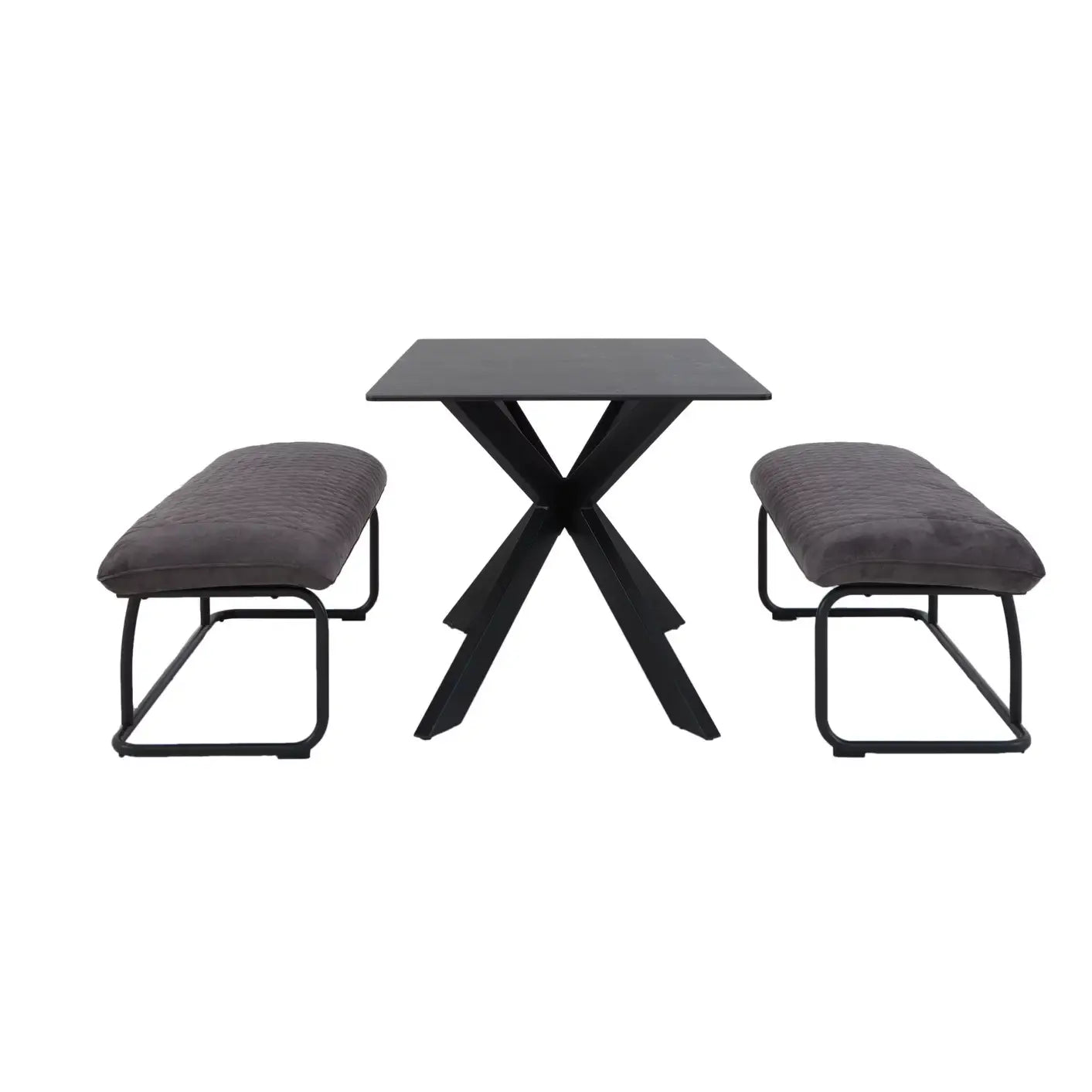 Creed Small Table with 2 Low Benches Dining Set