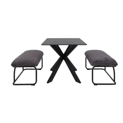 Cree Small Table with 2 Low Benches Dining Set