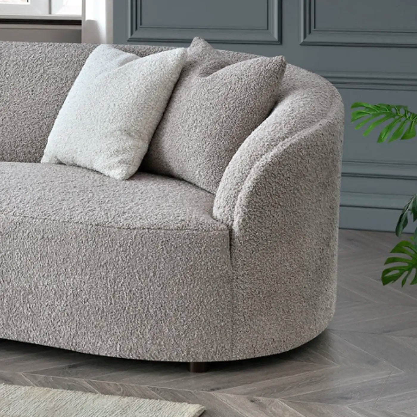 Boucle Teddy Beige Curved Boucle 3 Seater Sofa