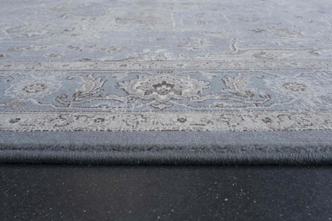 Da Vinci Segovia Grey Blue Traditional Rug - Rug Edging Detail