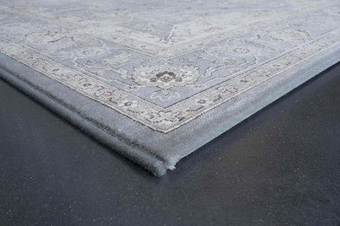 Da Vinci Segovia Grey Blue Traditional Rug - Corner of Rug 