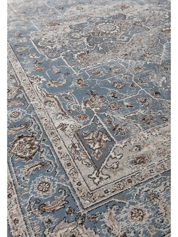 Da Vinci Segovia Grey Blue Traditional Rug - Close Up Image 