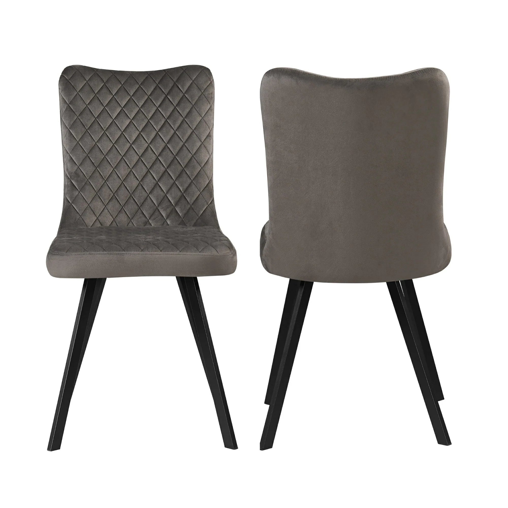 Laura Dark Grey Plush Velvet Dining Chairs, Set of 4