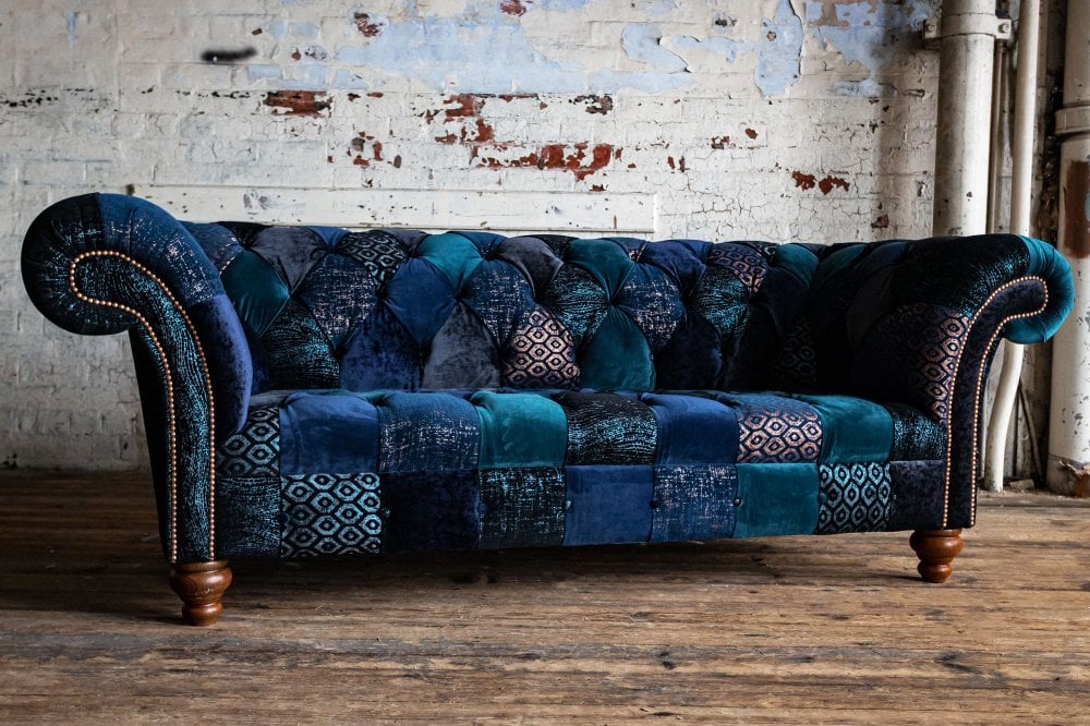 Oswald & Pablo Dorset Patchwork Velvet Chesterfield Sofa