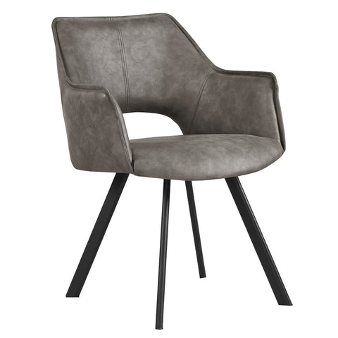 Harley Grey Distressed Leather Set of 4 Dining Chairs, matching bench available. Harley Dining Chair also available in Grey Boucle and Tan Suede - Main Image 