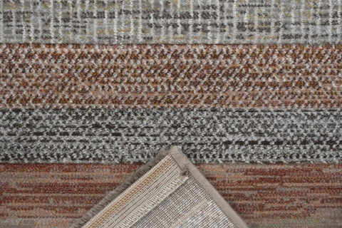 Galleria Stripe Beige Brown Grey Geometric Rug. Available in 3 colours and 8 sizes - Multi Rug reverse Image 