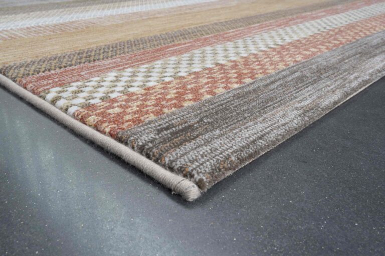 Galleria Stripe Beige Brown Grey Geometric Rug