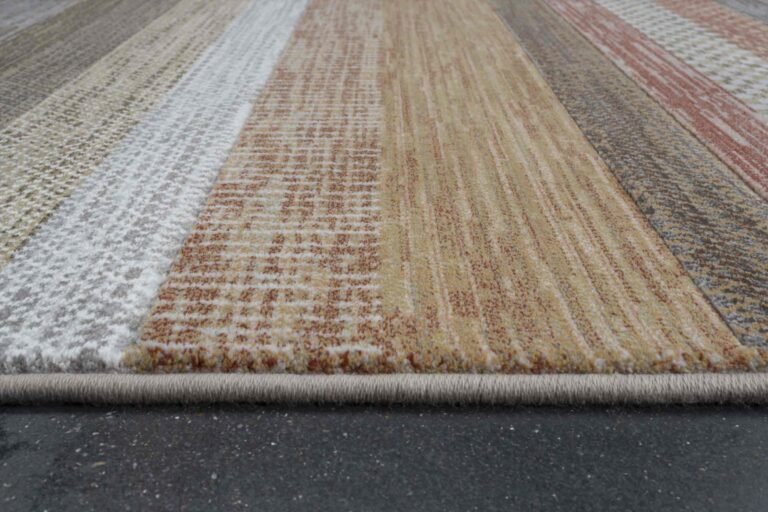 Galleria Stripe Beige Brown Rust Geometric Rug