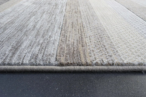 Galleria Stripe Beige Brown Grey Geometric Rug. Available in 3 colours and 8 sizes-Rug edging Image