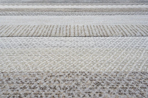 Galleria Stripe Beige Brown Grey Geometric Rug. Available in 3 colours and 8 sizes-Close up Image