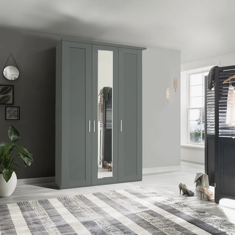 Wiemann Kempton 3 Door Hinged Wardrobe With Mirror Sage green