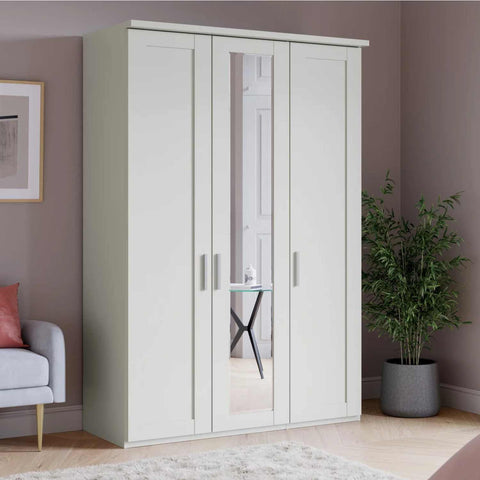 Wiemann Kempton White 3 Door Hinged Wardrobe With Mirror