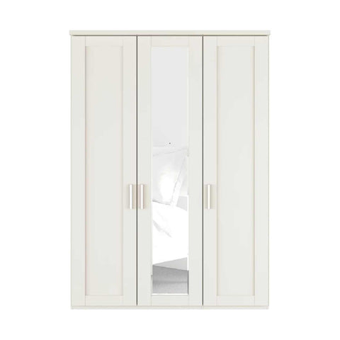 Wiemann Kempton 3 Door White Hinged Wardrobe With Mirror