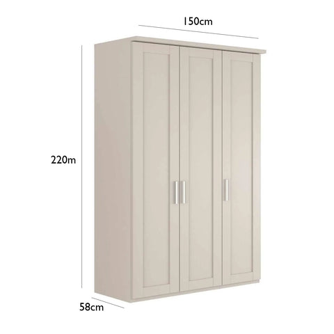 Wiemann Kempton 3 Door Hinged Wardrobe With Mirror - Dimensions 