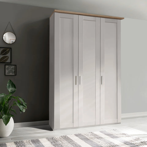 Wiemann Kempton 3 Door Hinged Wardrobe With Nordic Oak Cornice 