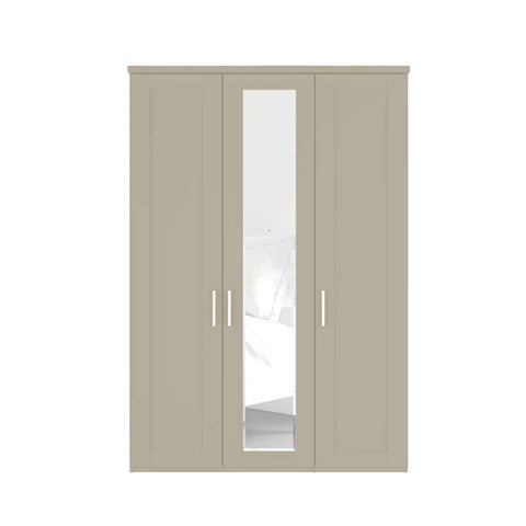 Wiemann Kempton Pebble Grey 3 Door Hinged Wardrobe With Mirror