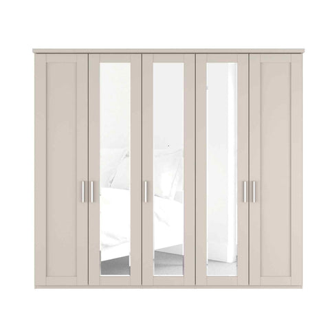 Wiemann Kempton 5 Door Wardrobe with Cornice, Width 250cm Height 220cm - Front