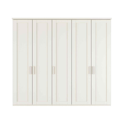 Wiemann White Kempton 5 Door Wardrobe with Cornice, Width 250cm Height 220cm 