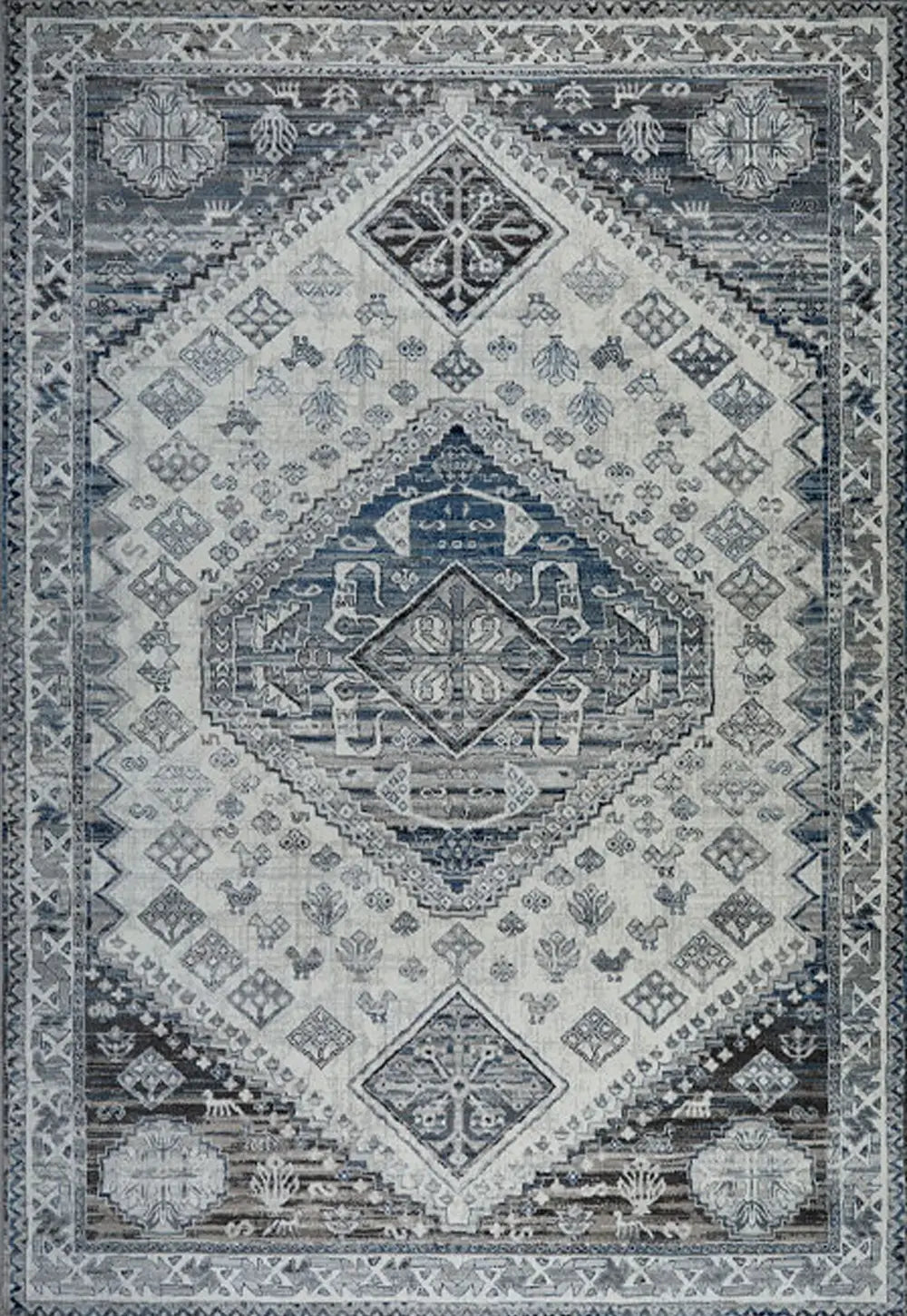 Kendra 3330B Navy Blue/ Cream Traditional Rug