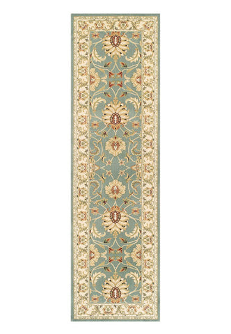 Kendra Traditional Rug, Available in 11 designs also available in 8 sizes - 45L Green/Cream Runner Image