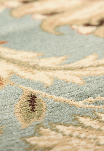 Kendra Traditional Rug, Available in 11 designs also available in 8 sizes - 45L Green/Cream Rug Close up Image