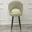 Clover Cream Brushed Velvet Bar Stool with Black Legs and Gold Tip